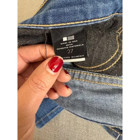 Flying Monkey Jeans Distressed Slim Boyfriend Size 27 Mid Rise Casual Denim - Picture 6 of 13